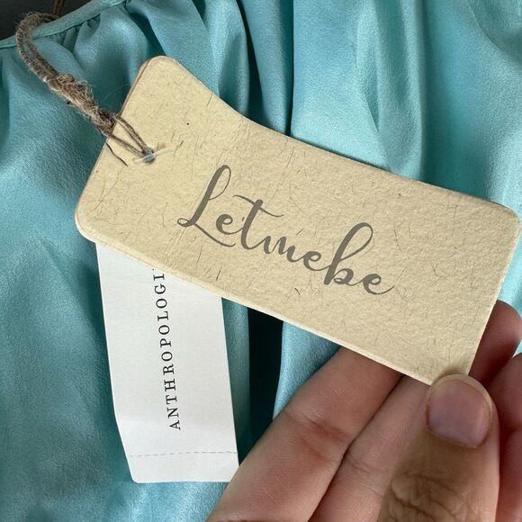 NWT Let Me Be Anthropologie Slim Bubble Dress Hawaiian Blue Size Medium - Picture 2 of 12